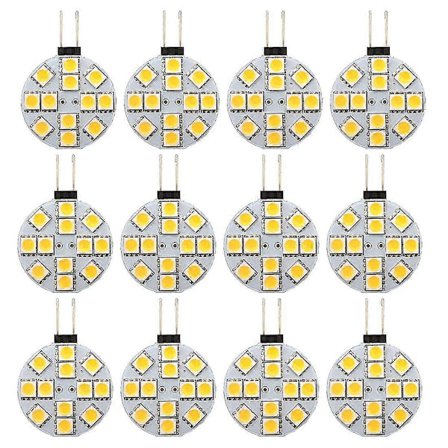 12 st G4 Puck Lampor LED-lampor Sidostift Bas Rund G4 5050 12SMD LED RV Lampa Hemläslampa, Varmvit - Qin
