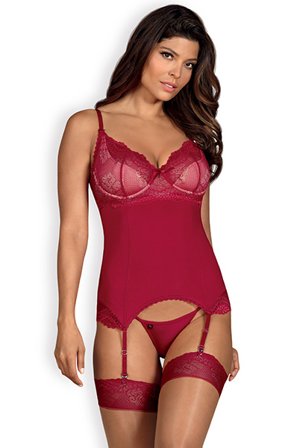 Obsessive Rosalyne Corset & Thong Red S/M Sexiga underkläder - Blushme.se