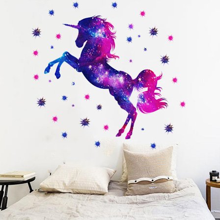 Mordely Unicorn Wall Sticker 3D PVC Självhäftande rumsdekoration