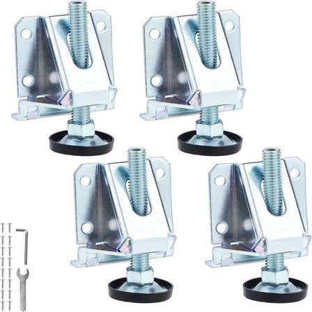 4-pack Kraftiga Nivelleringsfötter i Stål med Låsmuttrar, M10 Justerbara Möbelben för Bord, Skåp, Hyllor