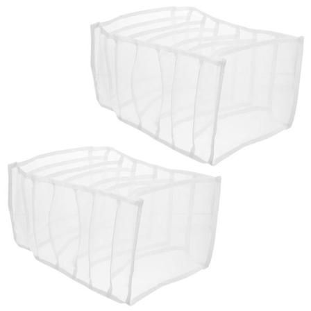 2 stk Jeans Skuffeorganisator 7-rutenett Klærorganisator Foldbar Klær Skuffeorganisator Hvit 36X25CM White 36X25CM