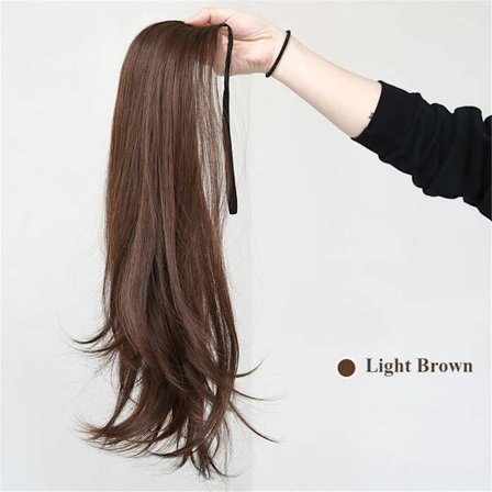 45 cm naisen peruukki Synteettinen luonnollinen pitkä suora poninhäntä sidetyyppi peruukki hiukset häntä kihara peruukki pala hiustenpidennykset