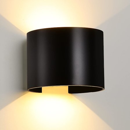 10W inomhus LED-vägglampa, utomhusvägglampa IP65 vattentät, modern vägglampa i aluminium Justerbar upp och ner 3000K varmvit【svart】