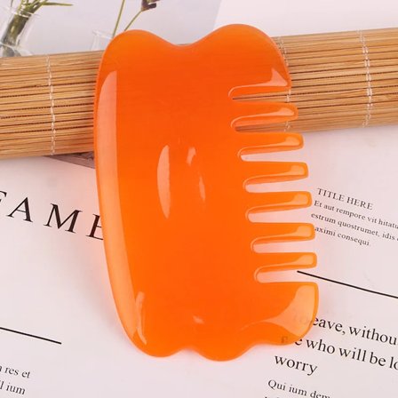 Harts Guasha Huvud Gua Sha Massageapparat med Hand Ben Kropp Kam Hälsosam Skönhetsform Avslappnande Kur Huvudmassageverktyg~03857