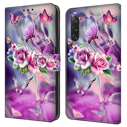 För Sony Xperia 10 V skyddande case 3d-mönsterutskrift Pu- cover med stativ