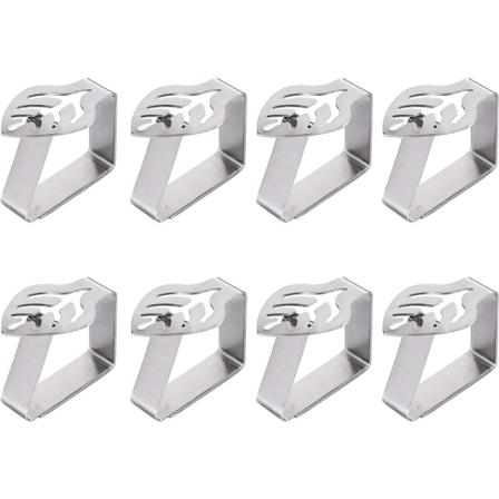 8 stk. rustfrit stål dug clips bladform justerbar T