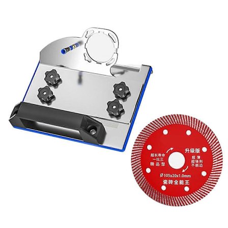 Kulmahiomakoneen jalusta laattojen 45° viisteleikkaukseen - Erikoisleikkausteline, kulmahiomakoneen kiinnitys S