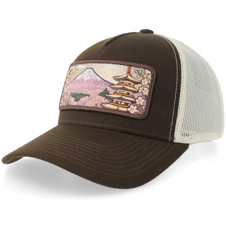 Wild Spirit - Brun trucker Kasket - Tokyo Wide Patch Brown/Stone A-frame Trucker @ Hatstore
