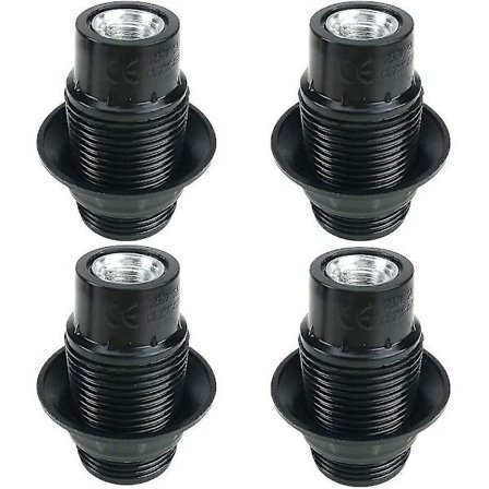 Sort E14-skrue, E14-pæreholder, 4 stk. E14-fatning, E14 S