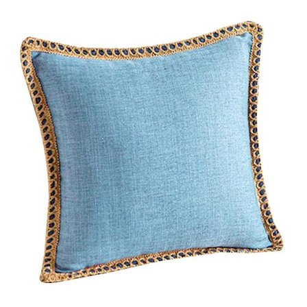 Dekorativt pudebetræk til bondegård med afskårne kanter, udendørs pude, marineblå, 45 x 45 cm