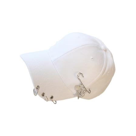 Baseballkeps i Hip Hop-stil i bomull med cap med ring-baseballdekor Pin White