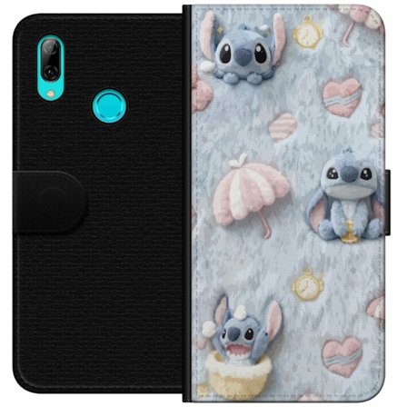 Kompatibelt Lommeboketui til Huawei P smart 2019 Broder mønster med hjerter, paraplyer og pastellfarget myk bakgrunn