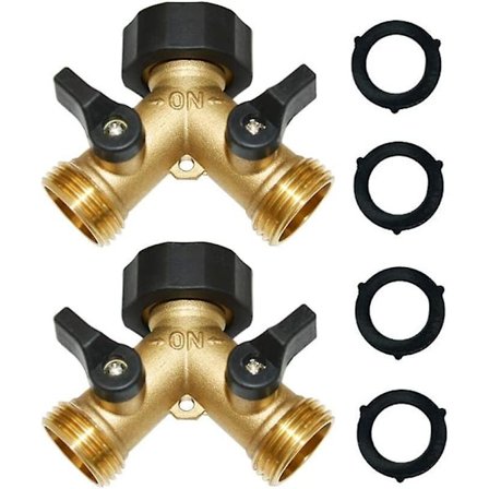 2 stk. Slangesplitter Haveslange Y-splitter Slangesplitter Haveslange Splitter 2-vejs Vandhane Splitter 3/4" hun & 2 Han 3/4" Ght