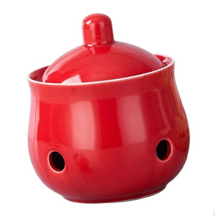 Høykvalitets keramisk hvitløksbeholder som holder feddene ferske. Ingefærbeholder for kjøkkenet.