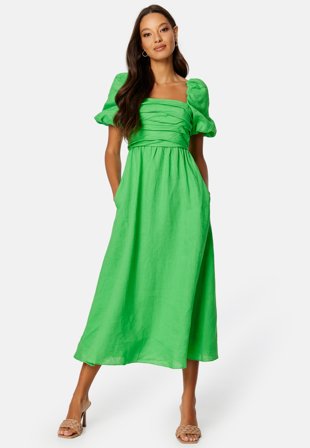FOREVER NEW Dream Ruched Bodice Midi Dress Chlorophyll Klær