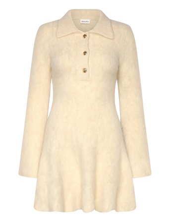 Emelise Aplaca Blend Knitted Mini Dress Cream Malina