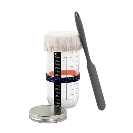 Lufttät glasburk för surdegsmaskin jäsningspotta med lock och degjäsningsskala kit