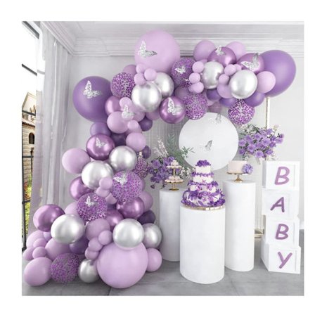 Baby Shower Dekoration til Pige 140stk Metallic Lilla Ballon G