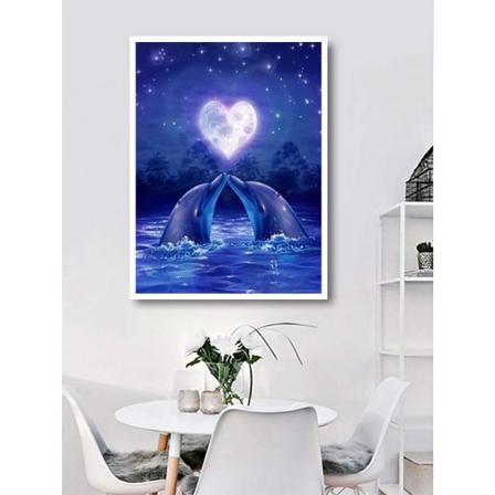 Diamond Painting / DIY 5D Diamantmaleri - 30x40cm - Delfiner