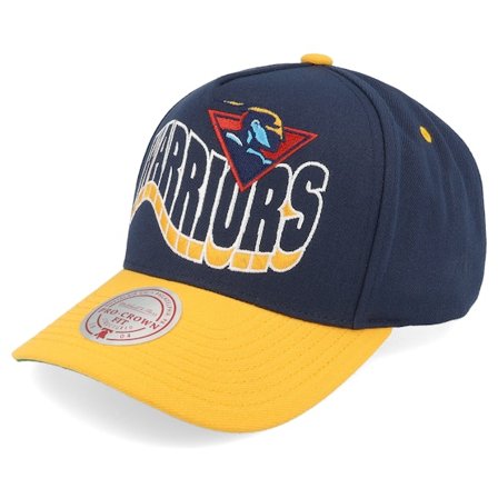 Mitchell & Ness - Azul adjustable Gorra - Golden State Warriors Wavy Pro Navy/Yellow A-frame Adjustable @ Hatstore