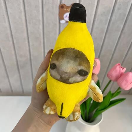 1 stk. banan kat design kæledyr plys legetøj tygge holdbart kattelegetøj til kat interaktiv forsyning Whoa Whoa Whoa Banana Cat
