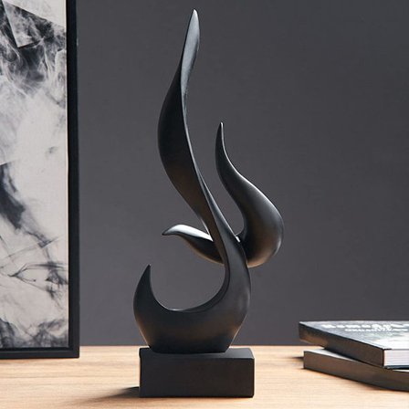 Minimalistisk statyett i harts, abstrakt prydnadsföremål, elegant skrivbordsdekoration, staty för bokhylla, vardagsrum, hotell, bar, svart