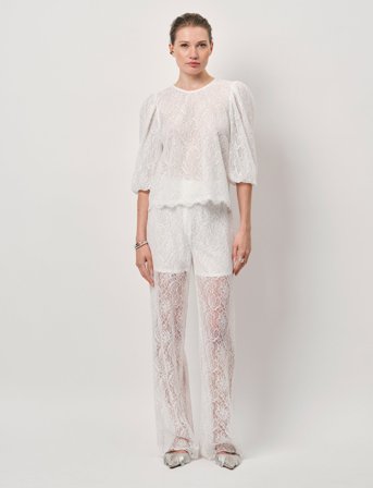 Dante6 Dante6-Shiloh Straight Leg Lace Pants - White - 38