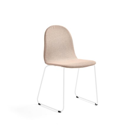 Stuhl GANDER, Kufengestell, Sitzhöhe: 450 mm, Textilbezug beige