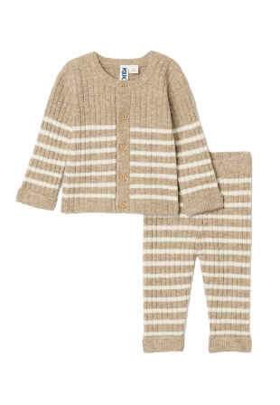 RIKIKI Randigt stickat set OAT Överdelar & bodies Beige 74