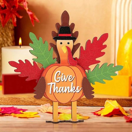 Thanksgiving Kalkunpynt til Hjemmet, Tre Kalkun Bord Skilt Høst Dag Bordplate Dekor Innendørs, Høst Midtstykker Thanksgiving Dag Ornament for