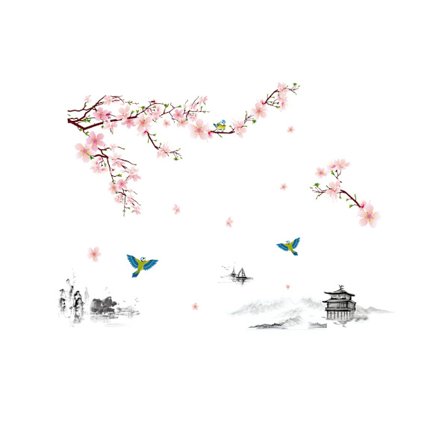 Vægklistermærker, rose, blomsterranke gren vægdekoration soveværelse l