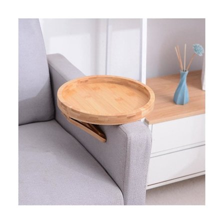 Soffa bricka bord soffarmstöd klämma på bricka trä soffa bricka praktisk tv bricka för fjärrkontroll kaffe