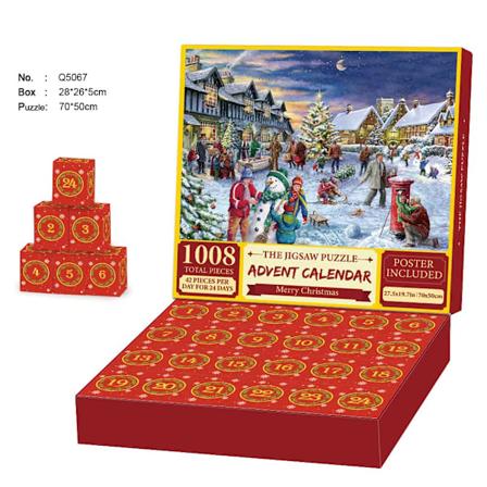 Julepuslespill, 1008 brikker julekalender, puslespill, 24 dagers juleferiepuslespill F