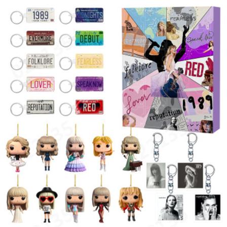 Naisten Joulukalenteri Taylor Swift Joulu Brinquedo Hahmo Leikki Key Ring Navidad 24 P iv Countdown Fan Lahja C