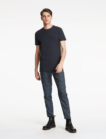 Lindbergh Mens Stretch Crew Neck Tee S/S - Blue - S