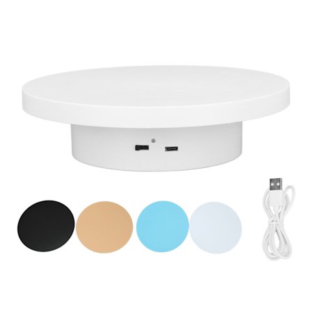 Hvid Automatisk 360° Roterende Display Pladespiller 3KG Belastning Bærende Elektrisk Display Pladespiller Stativ til Butik Diameter 20cm/8in