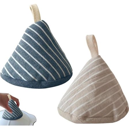 2-delt varmebestandig grydelap - Anti-handsker - Trekantet pandeholder grydelåg brændende - Handsker til madlavning - Varmeisolerede håndtag til 