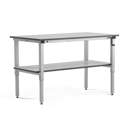 Arbetsbord, vev, 1500x800 mm, underhylla, 150 kg, ljusgrå