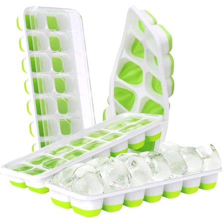 3-pack silikoniskubbrickor med lock, lätt issläpp, Bpa-fri