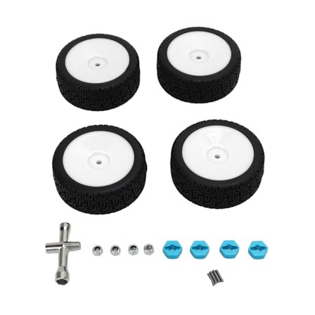 4 stk 1/10 RC Dekksett Gummi Sterk Demping Høy Slitestyrke Holdbare Hjulsett for 1/10 Flat Sportsbil Hvit
