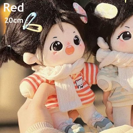 Dukke Sweatshirt Antrekk Bomull Dukke Hettegensere RØD 20CM