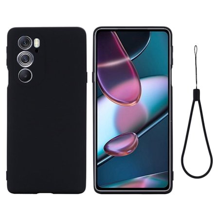 Matte Liquid Silikone Cover til Motorola Edge 30 Pro - Sort