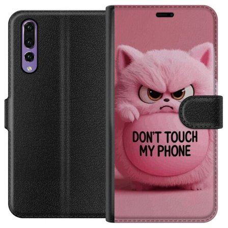 Kompatibelt Lommeboketui til Huawei Huawei P20 Pro Sint rosa lodden katt med teksten "Ikke Rør Min Telefon", et humoristisk beskyttelsesmotiv som pas