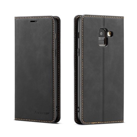 FORWENW Samsung Galaxy A8 (2018) læder flip etui - Sort
