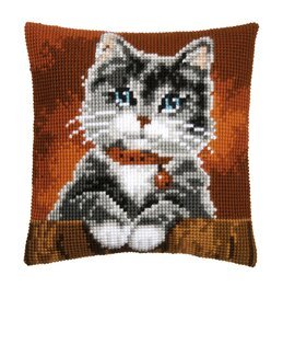 Broderipakke Pute Katten med blå øyne - Vervaco