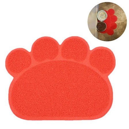 PVC Husdjur Hund Katt Skål Mat Vatten Placemat Matta Tass Form, 40x30cm-Röd