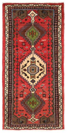 Hand Knotted Persian Hamadan Rug 71X145 Dark Red/Black