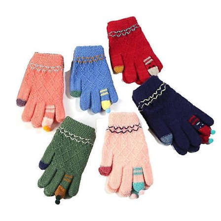 Stickade vinterhandskar med pekskärm, varma handskar med pekskärm