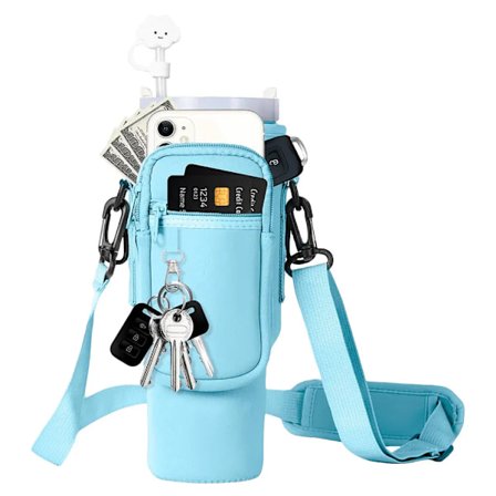 40 oz neopren vatten flaska bärare väska för stanley quencher kopp ärm med justerbar axelrem vatten flaska hållare påse