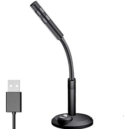 USB-computermikrofon, USB-pc-mute-knap med LED-indikator, plug & play, kompatibel med Mac/Windows